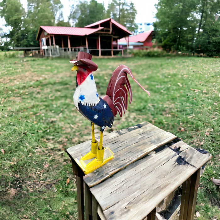 39" Metal American Cowboy Rooster
