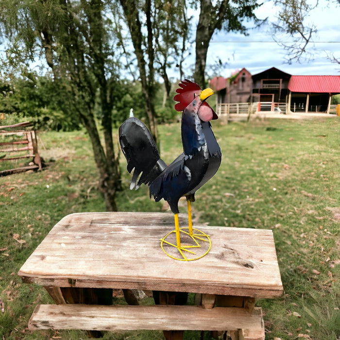 48" Metal Turquoise Rooster